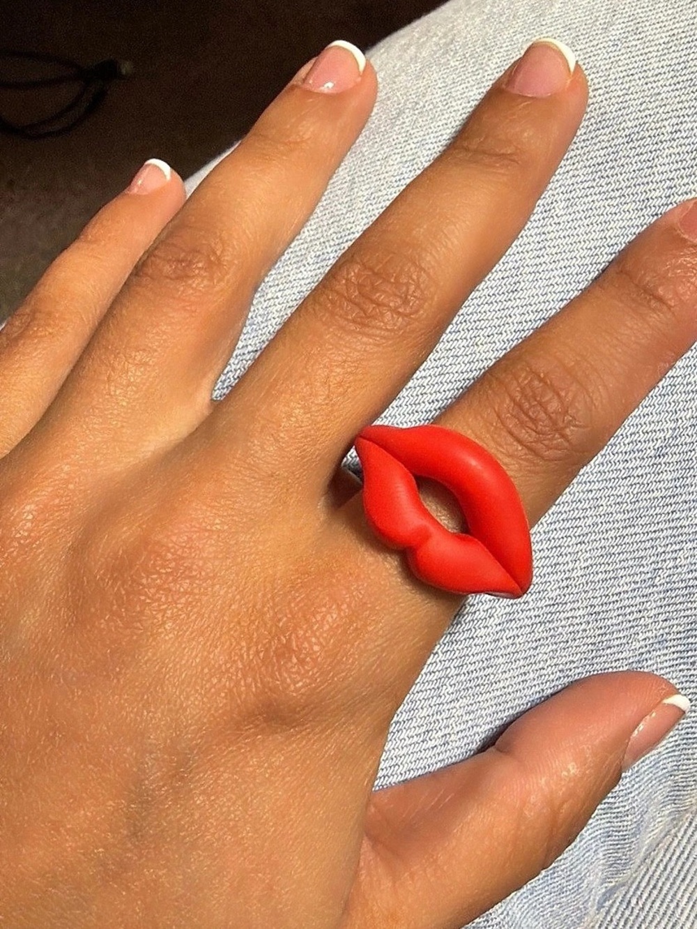 Red Lips Ring Handmade Size 6
